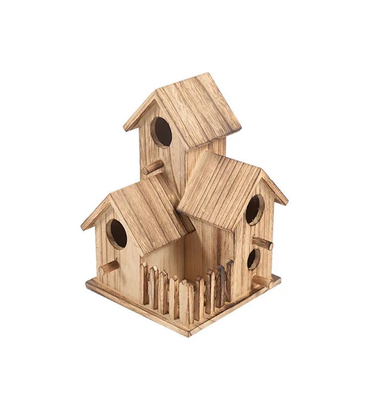 Modern Box Polished Wooden Bird House with Multi-functional Eco-Friendly Tabletop Feeder and Nesting Box