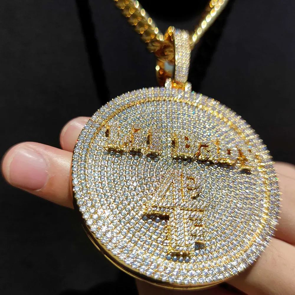 NEW Design Pendant Diamond Big Round Dask Shape Letter Name Word Plate Custom Iced Out Pendants Jewelry