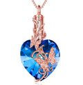 Custom Ashes Cremation Jewelry 925 Sterling Silver Rose Gold Plated Heart Crystal Butterfly Urn Necklace