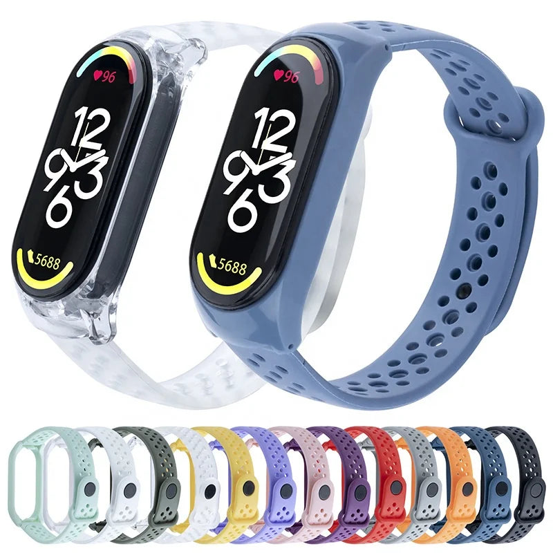For Xiaomi Mi Band 3 4 5 6 7 8 NFC Silicone Wristband Bracelet Replacement Strap Pure Color Smart Watch Strap