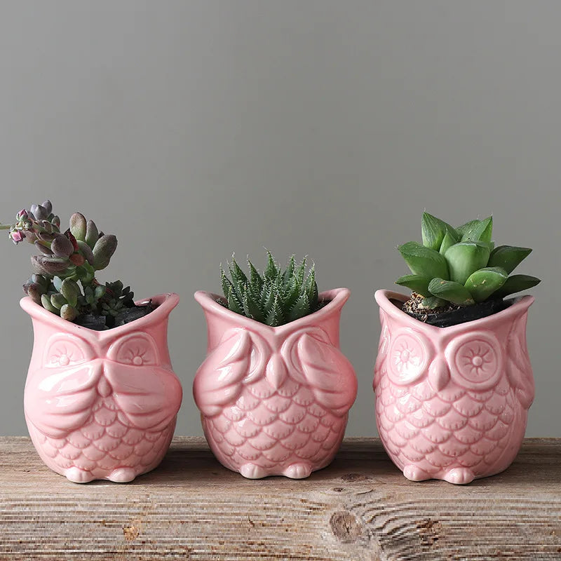 2022 HOT SELLING Creative Owl Shaped Vase Ceramic Flower Pot Succulent Plants Fun Animal Plant Pot Home Tabletop Decoration