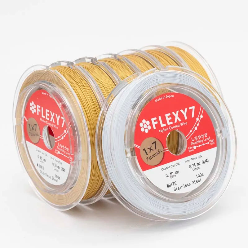Factory Wholesale 0.4mm 100m Per Roll Steel Wire Rope Nylon Coated Stainless Steel White/Gold Jewelry Wire for Jewelry Making