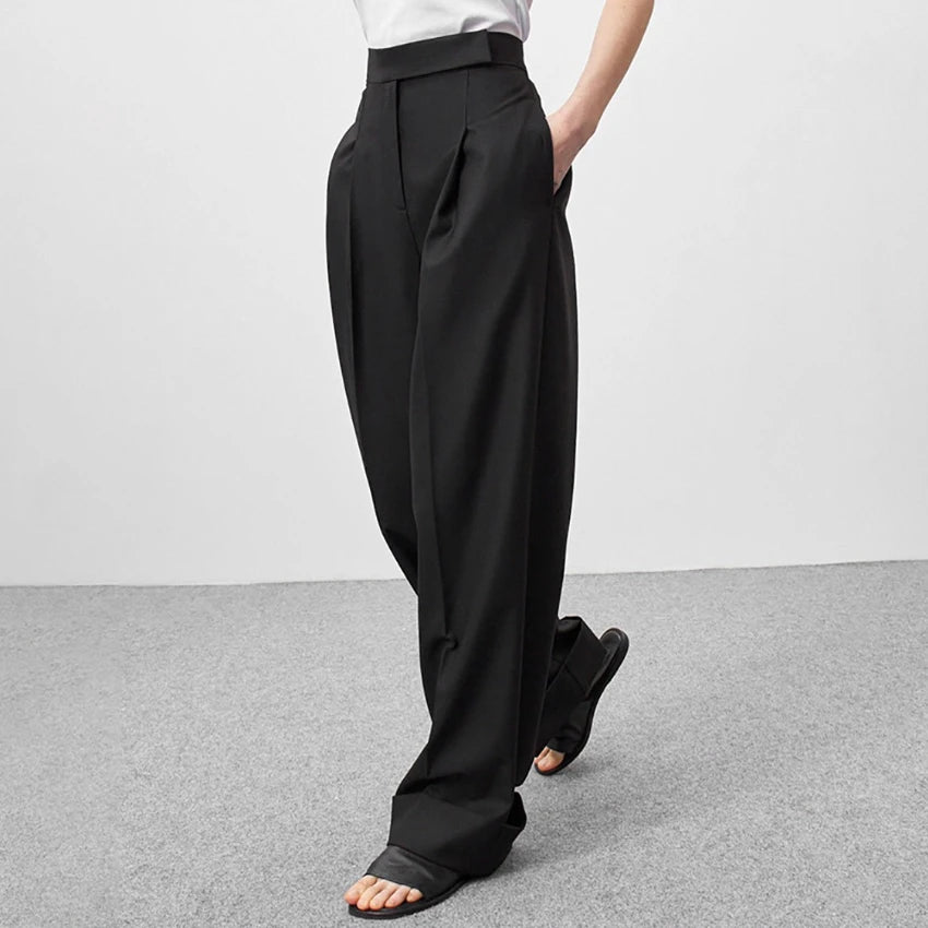 Enyami Top Selling Products Female Black Ladies Work Office Trousers Plus Size High Waist Wide Leg Palazzo Women Pants