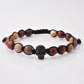 Handmade Jewelry Gift Hot Charm Bracelet Black Micro Pave Skull Head Facet Stone Beads Bracelet for Men
