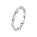 Ailmay 925 Sterling Silver Fashion Shiny Zirconia Staggered Line Design Finger Ring for Women Wedding Statement Fine Jewelry