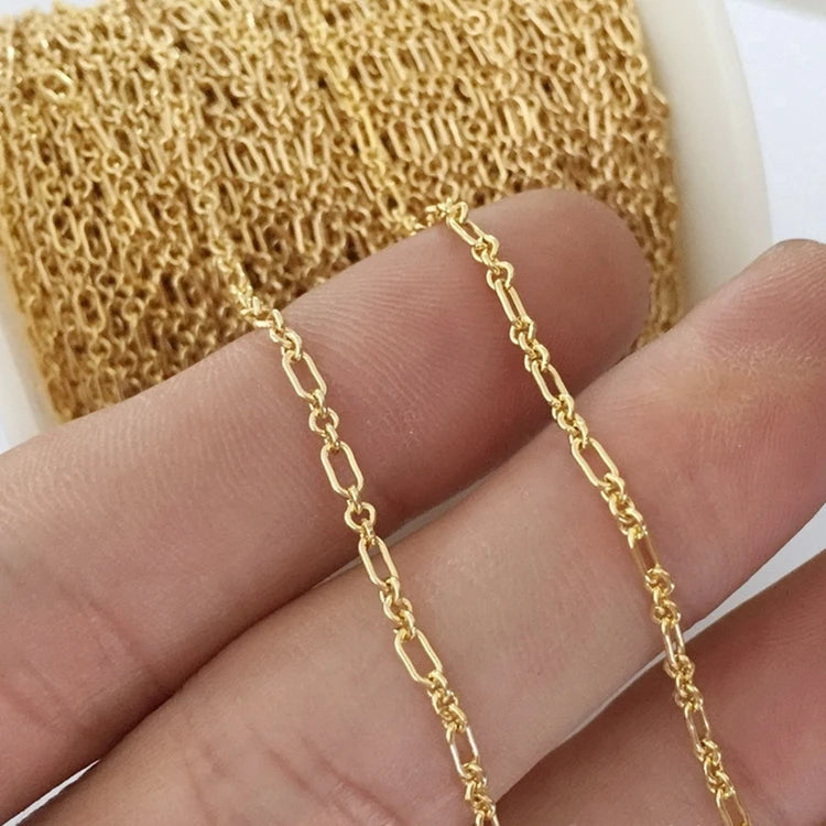 Gold Filled 3+1 Round Cable Rectangular Chain for Jewelry Making Bracelet Necklace Bulk Chains