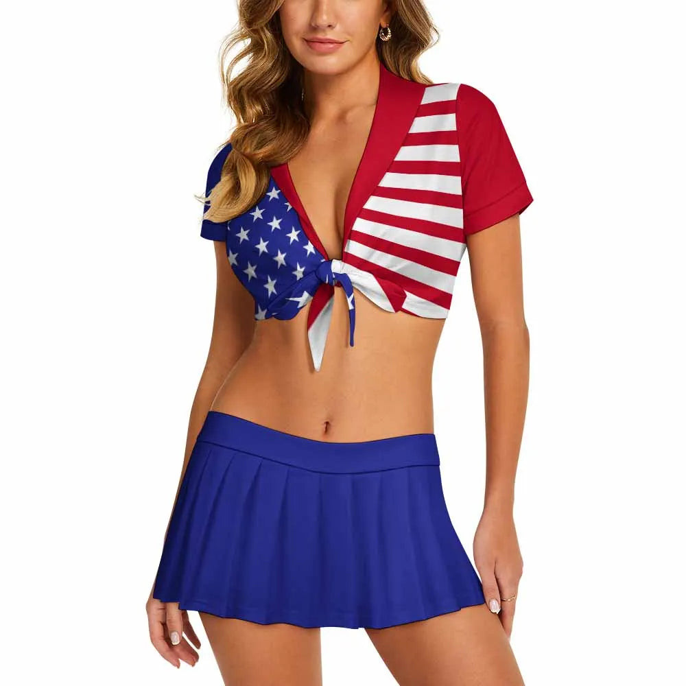 Fast Delivery Low Moq Cheerleading Uniforms Dancewear Crop Top With Skirt Set Dance Uniforms for Adults Print on Demand