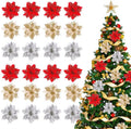 New Arrival N-0151 Golden Silver Artificial Christmas Tree Glittered Poinsettia Flower