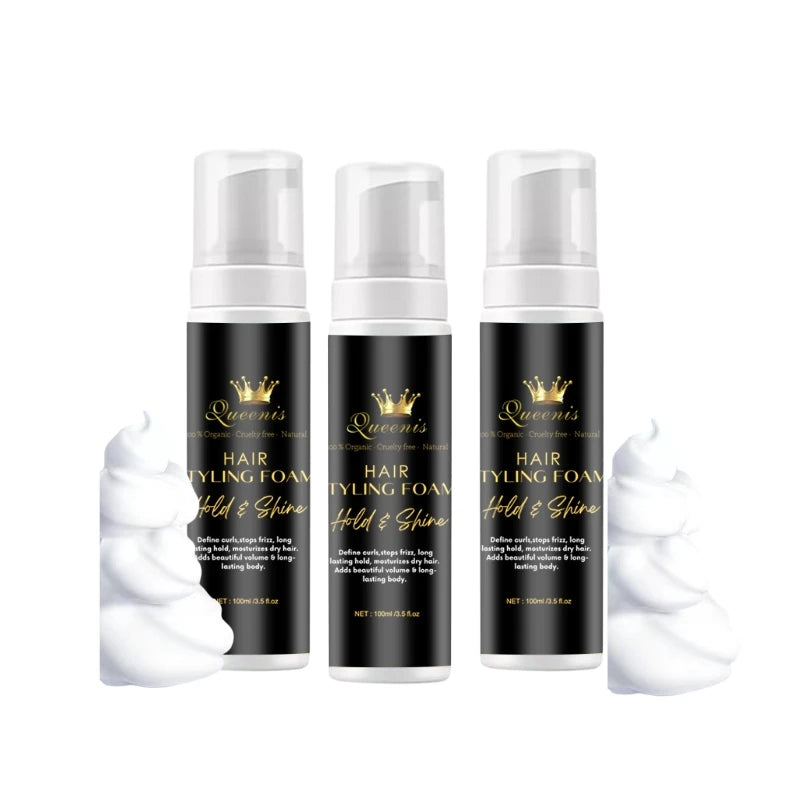 Organic 4C Hair Styling Mousse Alcohol-Free Shiny and Moisturizing Curl Defining Foam with Strong Hold for Curly Hair