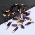 Natural Amethyst Rough Raw Natural Gold Electroplated Cap Gemstone Pendant Charms Gemstone Precious Pendant for Jewelry Making
