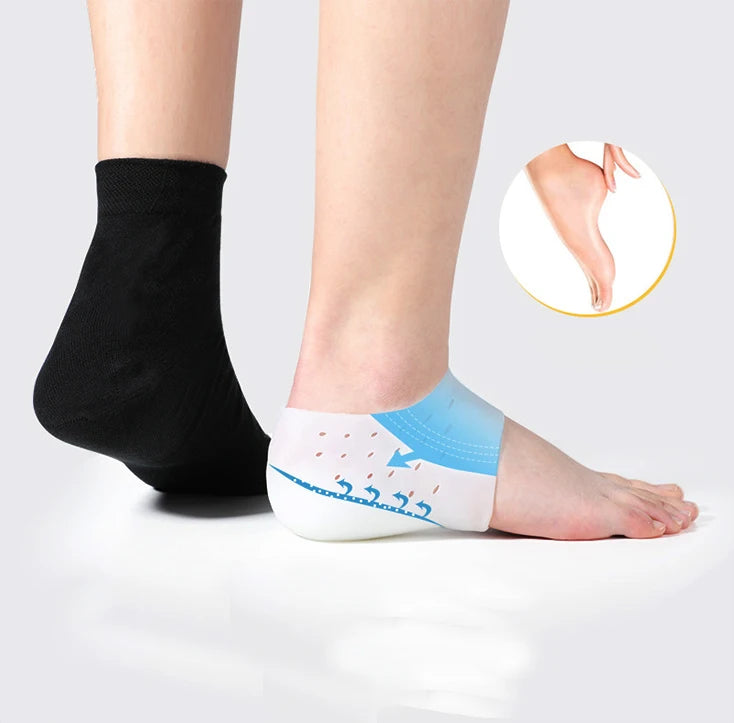 Unisex Silicone Height Increase Plantar Fasciitis Silicone Heel Protector Sock With Breathable Holes