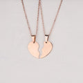 Personalized Stainless Steel Splicing Half Broken Heart Pendent Engraved Necklace for Friend or Couple Lover