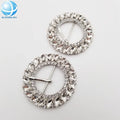 Custom Made Circle Crystal Shoe Buckle Rhinestone Decorations Slider Buckles for Shoe Strap Adjust