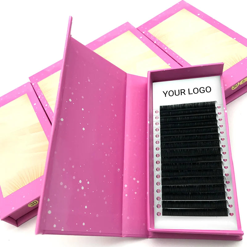 Mega Professional Handmade Synthetic Lash Extensions 30mm Individual Eyelash Vendor with Private Label Lash Trays Box Packaging
