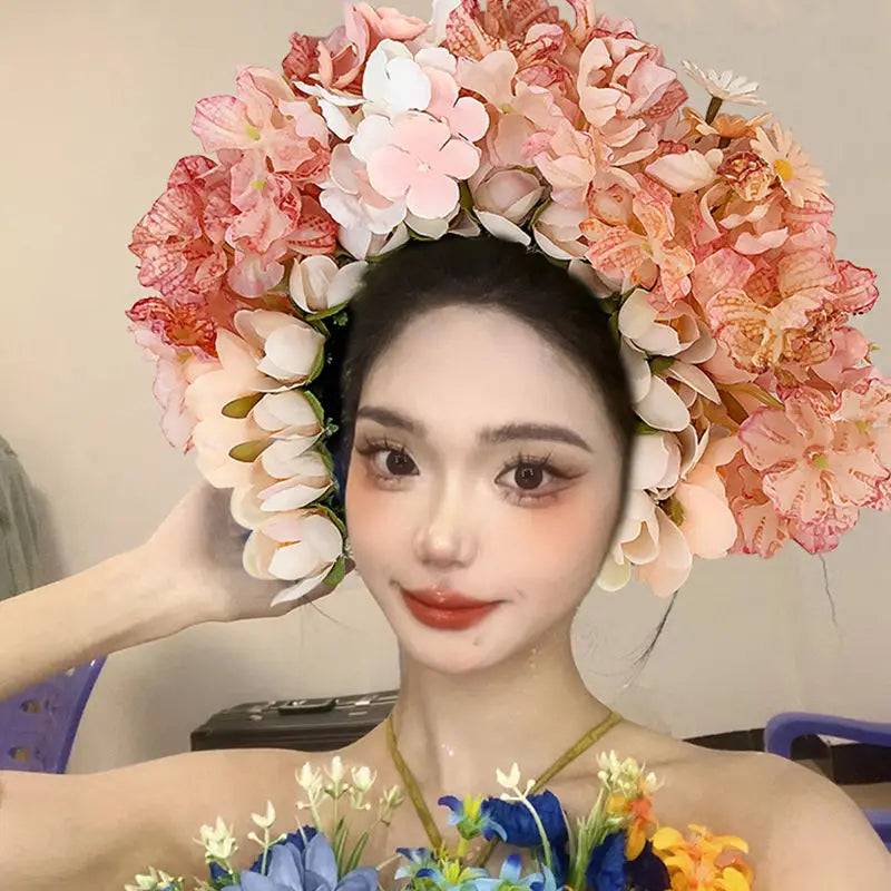 Wholesale Hot Selling New Design Princess Flower Tiara Bridal Floral Crown Flower Headpiece for Women