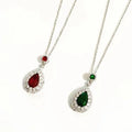 AA00748 Fashion Stainless Steel Crystal Necklace Oval Rhinestone Waterdrop Pendant Necklace Women