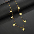 18k Gold Plated Star Shaped Stainless Steel Choker Necklace for Girl