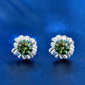 New Fashion Earrings Trend Destiny Jewellery 925 Sterling Silver Mossianite Green Sunflower Stud Earrings for Women
