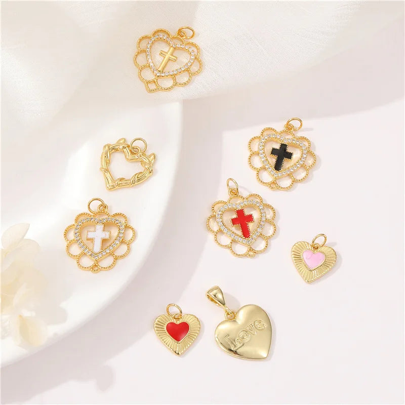 New Fashion Trendy Jewelry Accessories Lace Edge Cross Love Pendant for Jewelry Making