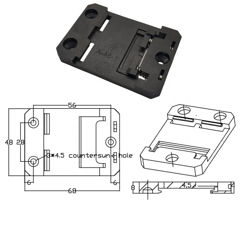 Crydom Solid State Relays with 35mm Plastic Buckled Bracket Dinrail Clip Din Rail Clamp Metric Measurement System
