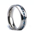 Poya 6mm Shiny Single Groove Titanium Rings With Cz Diamond Stones Inlaid