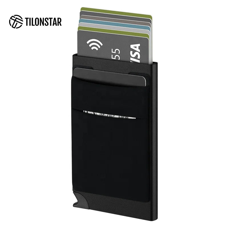 TILONSTAR TWM111b Hot Sale Pop up Credit Card Holder Rfid Blocking Slim Gift Aluminum Card Holder