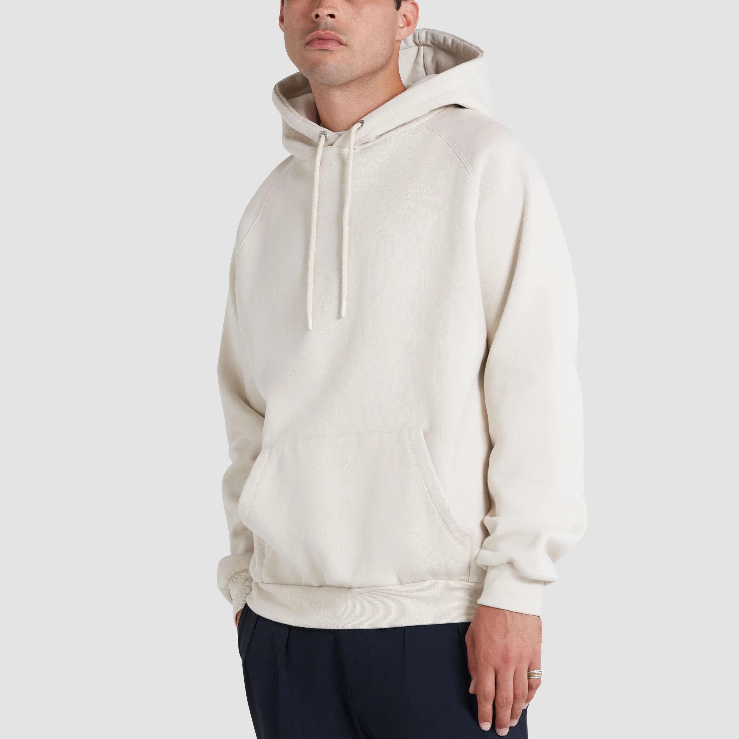 Men's Soft Relaxed Fit 100% Cotton Solid Spring Breathable Hoodies with Raglan Sleeves and Kangaroo Pockets