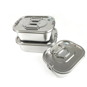 LIHONG Leakproof Double 2 Layer Stainless Steel Lunch Box 3 Compartments Metal Tiffin Box Insulated Bento Box Adults