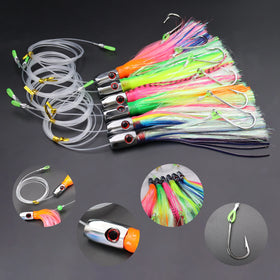 Zinc Alloy Head Trolling Lure Deep Sea Lures with Stainless Steel Fishing Hook for Tuna Marlin Mahi Saltwater Big Game Tackles