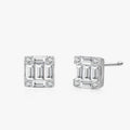 Ailmay Sparkling Cubic Zirconia Fashion Square 925 Sterling Silver Stud Earrings for Women Girls Anti-allergy Fine Jewelry Gifts