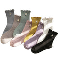 Wholesale Spring Antumn New Fashion Beautifully Embroidered Small Floral Cotton Women's Socks With Curled Loose