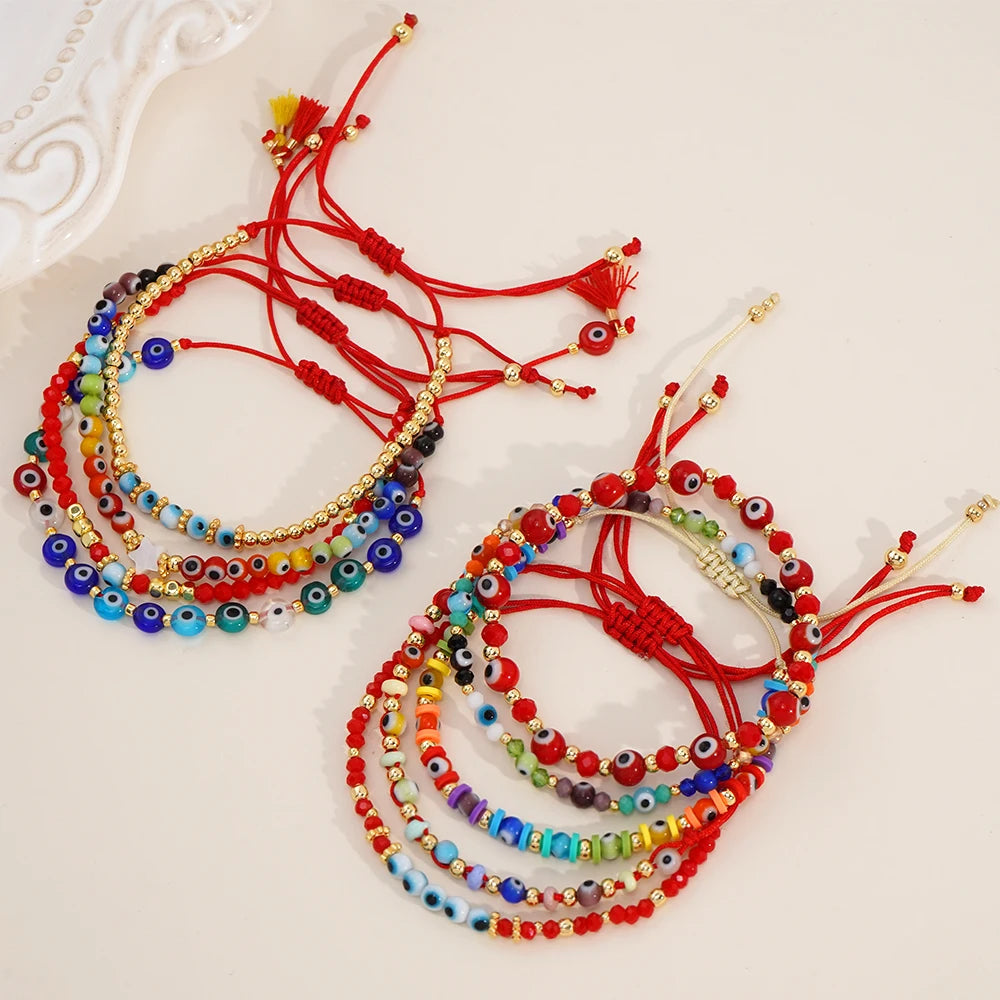 Go2boho Thanksgiving Card Gifts Rainbow Lampwork Turkish Eye New Women's Fashion Jewelry Lucky Glass Evil Eye Beaded Bracelets