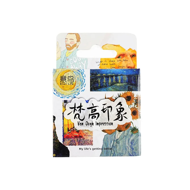 46 Sheets Per Box Boxed Stickers Van Gogh Impression Material Paper Ins Oil Painting Style Handbook Decoration Bottoming