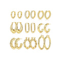9 Pairs Gold Hoop Earrings for Women 14K Gold Plated Lightweight Chunky Twisted Hoop Earrings Set for Women Jewelry Gift
