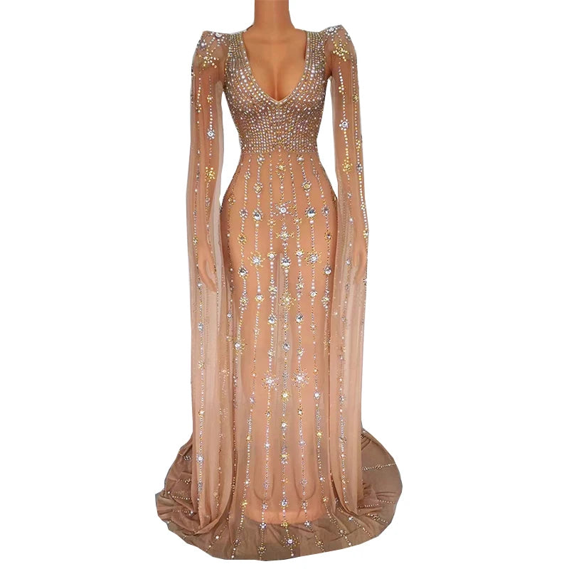 Spring 2022 Sexy Dress Deep V Trailing Shoulder Pads Wedding Dresses Elegant Party Dress to Luxury Stage Costume Party