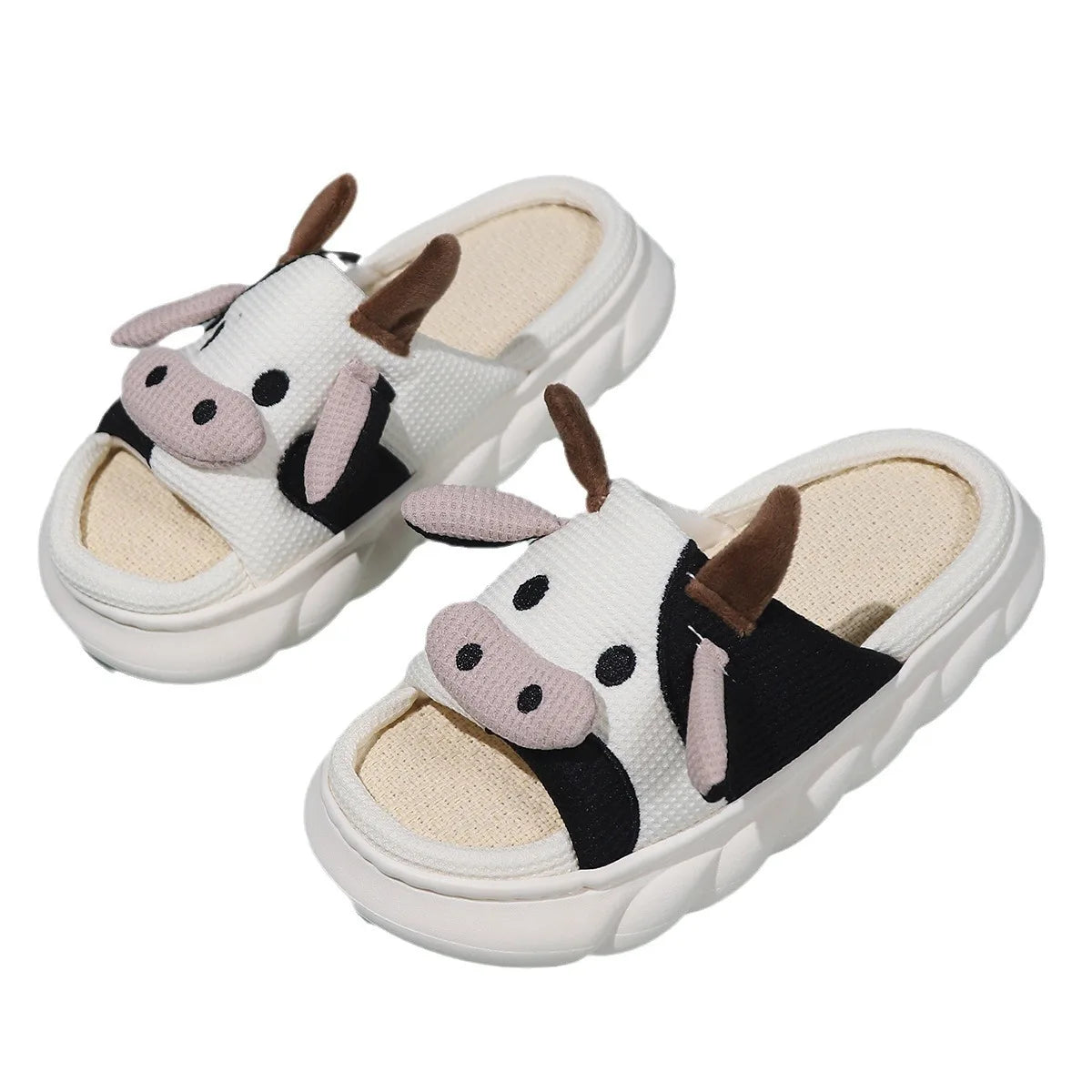 Hot Selling Luxury Cow Clouds Design Open Toe Women's Home for Slippers for Winter Comfortable Cotton Lining Fabric
