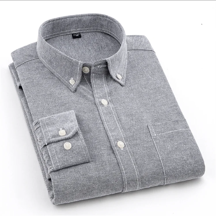 Wholesale Men's Business Casual Anti-Wrinkle Breathable Blue Long Sleeve Summer Dress Shirt