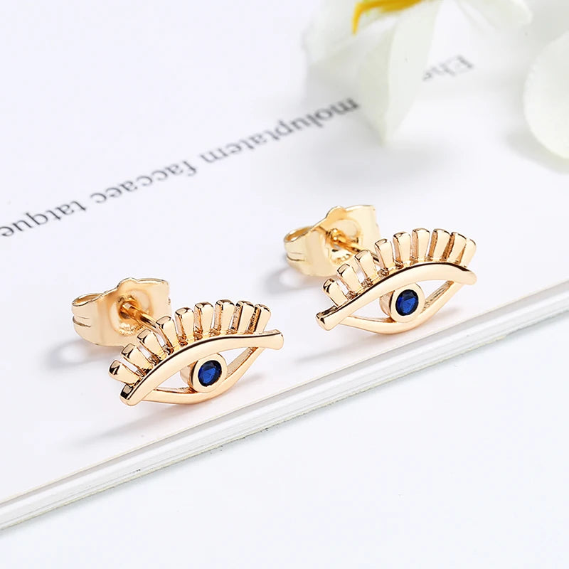 Earing Women Bulk Oro Laminado Colorful Zirconia Jowellery 18k Gold Plated Wholesale Eye Stud Earring Jewelry Woman