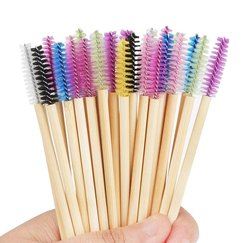 Eco-friendly Bamboo Handle Cosmetic Disposable Eyelash Mascara Brush