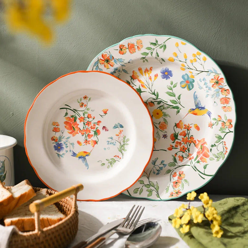 French Pastoral Style Ceramic Plate High-value Breakfast Dessert Steak Plate