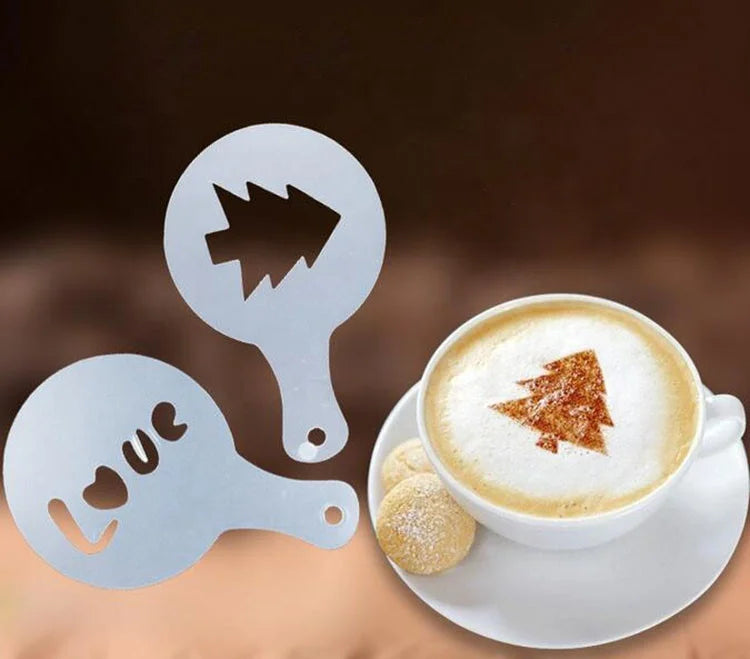 Various Shapes Food Grade Latte Art Cappuccino Plastic Mould Plastic Material Whole Coffee Stencils