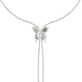 High-End Silver Butterfly Tassel Necklace for Women Elegant All-Match Collarbone Luxury Link Chain with Pearl Pendant for Gift