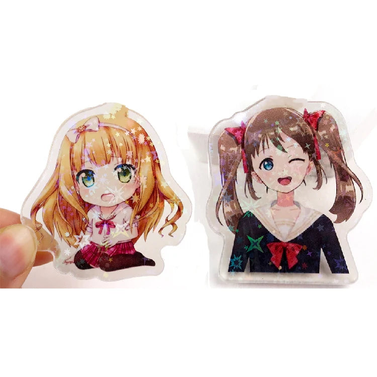 Wholesale Cute Anime Printed Color Glitter Acrylic Pin Custom