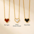 Women's Personality Simple Fashion Light Luxury Versatile High-End Stainless Steel Design Heart Inlaid Shell Pendant Necklace MegaBDM
