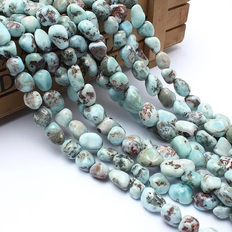 Wholesale 8-10mm Natural Irregular Larimar Stone Beads Loose Spacer Beads for DIY Jewelry Making Bracelets
