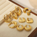Luxury Vintage Women Chunky 18k Gold Plated Hoop Earrings Stainless Steel Earrings Jewelry