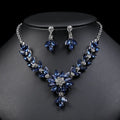 Hot Selling 2pcs Luxury Rhinestone Flower Banquet Woman Bride Propose Necklace Earrings Jewelry Set