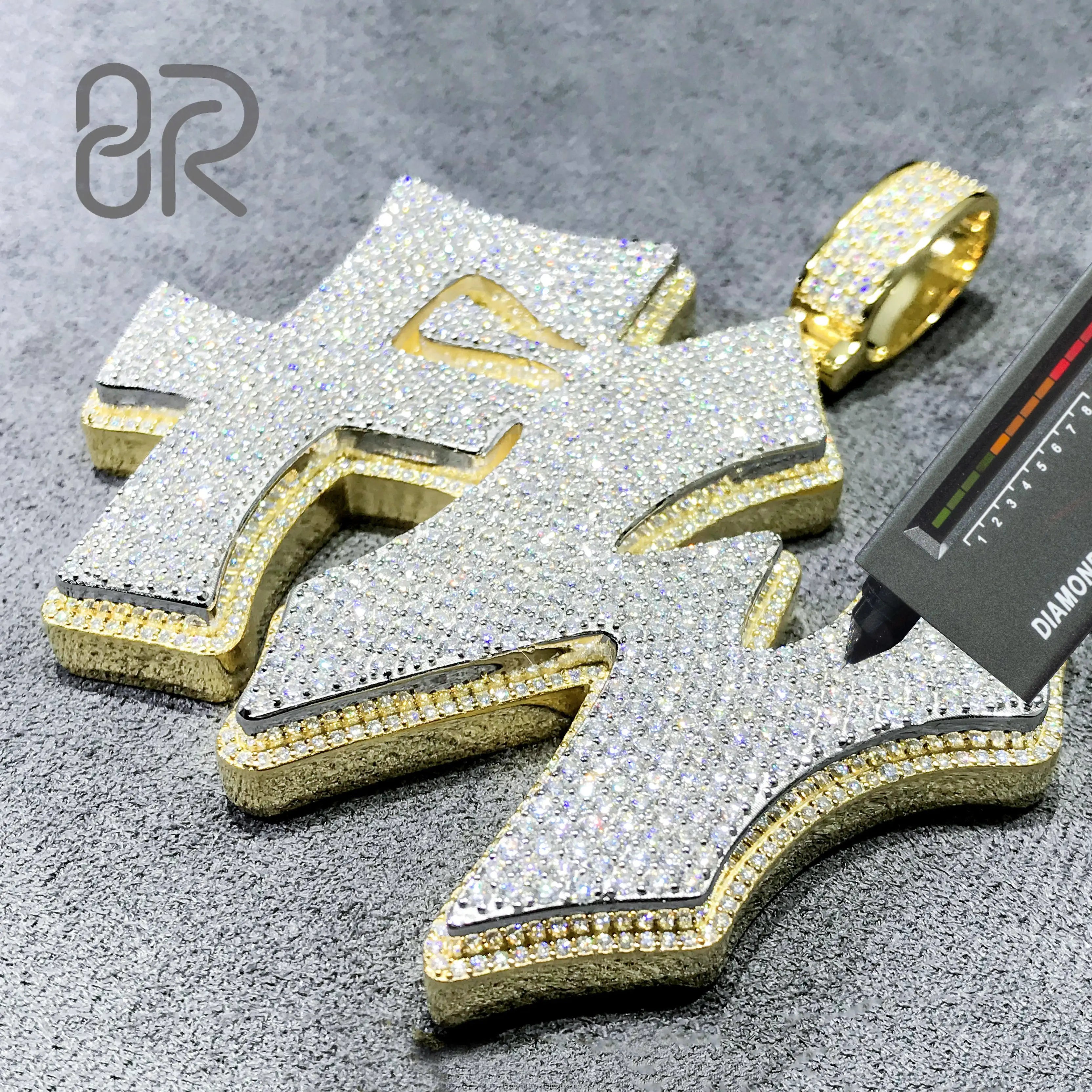 Custom VVS Moissanite Diamonds Letter Initial Pendant Factory Wholesale Silver 925 Fine Jewelry Pendants