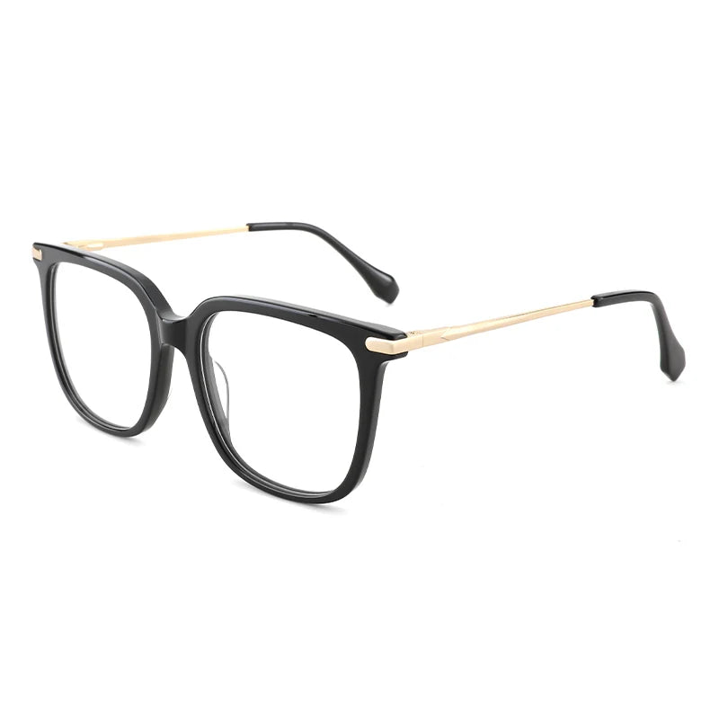 Retro Acetate Glasses Metal Alloy Transparent Square Eyewear Man Glasses Optical Mens Transparent Frame