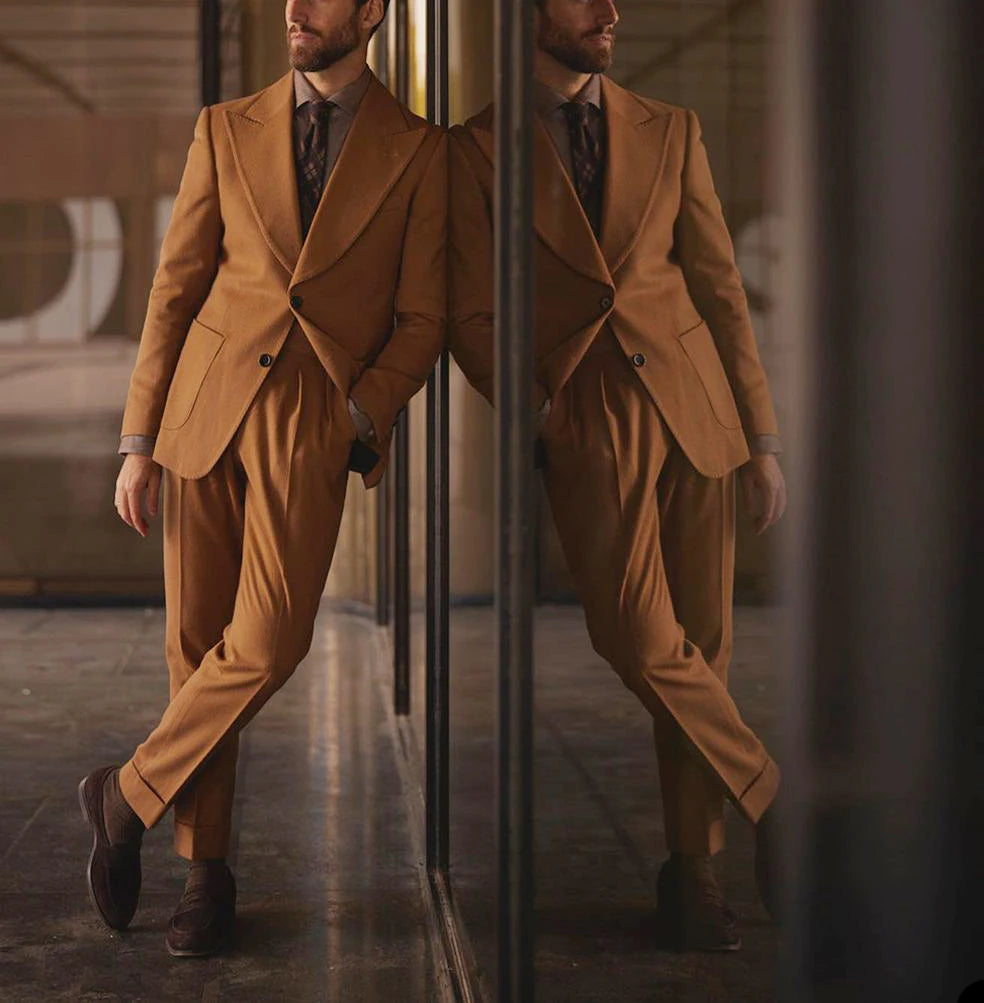 Fashion Tailor Made 2 Pieces Men Suits Single Breasted Causal Prom Street Formal Tuxedos Wedding Pent Coat for Men Blazer Pants